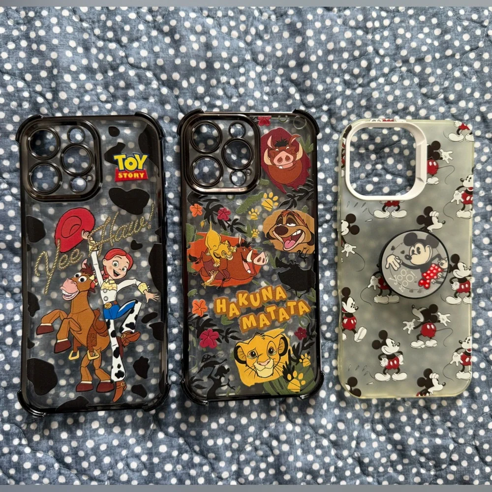 Disney Toy Story and Lion King Phone Cases - Black, Gray, Red (set of 3)